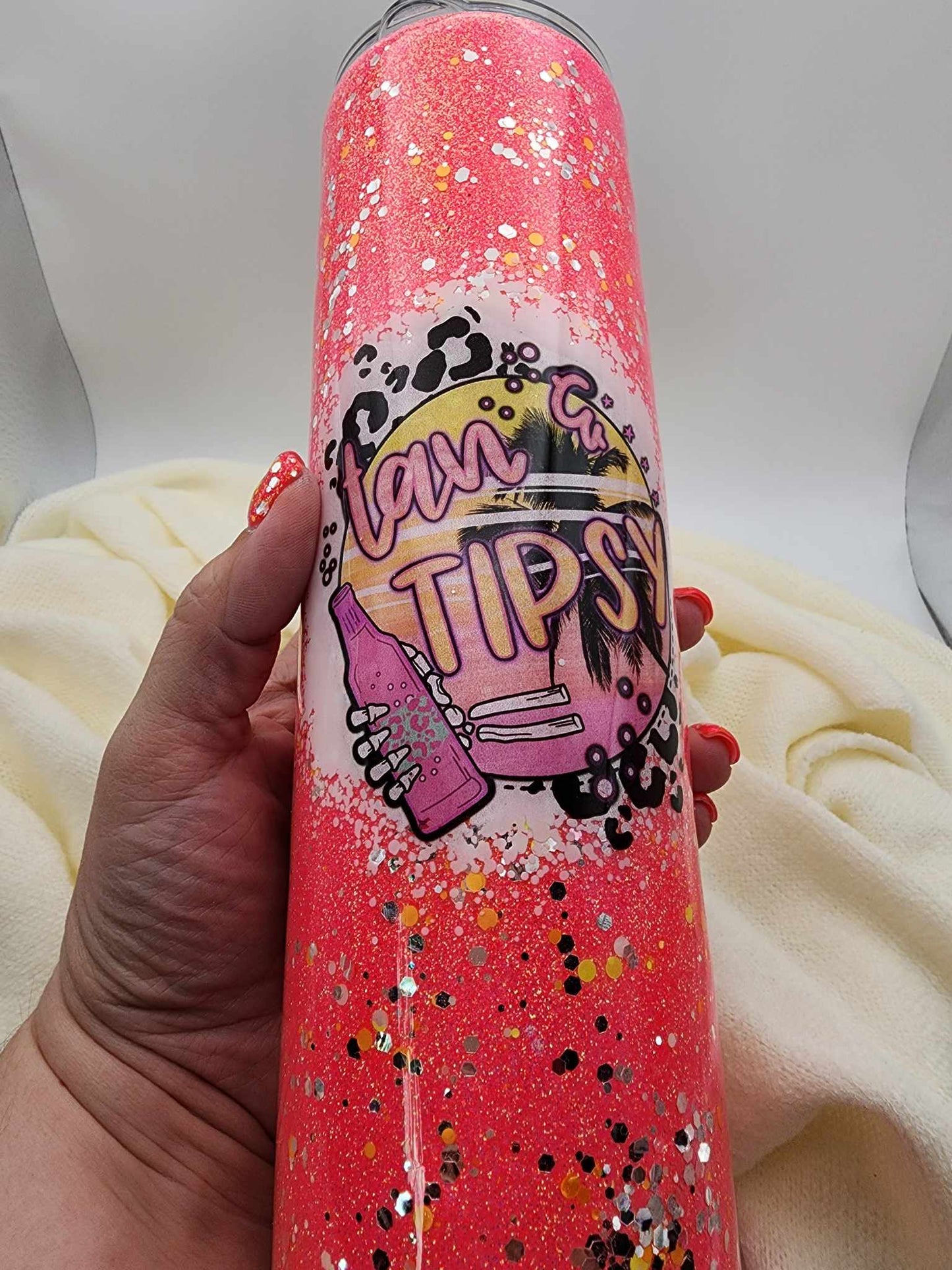 32-oz Hot Pink Tan & Tipsy