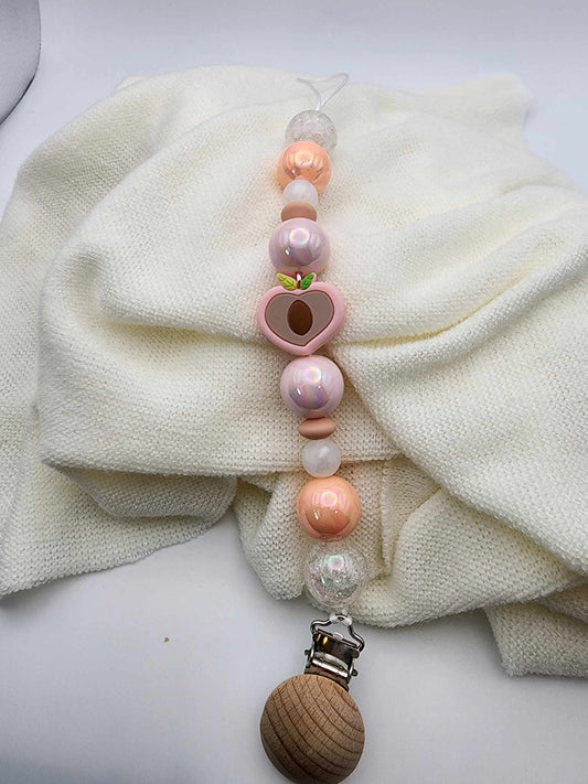 Peach Pacifier Clip