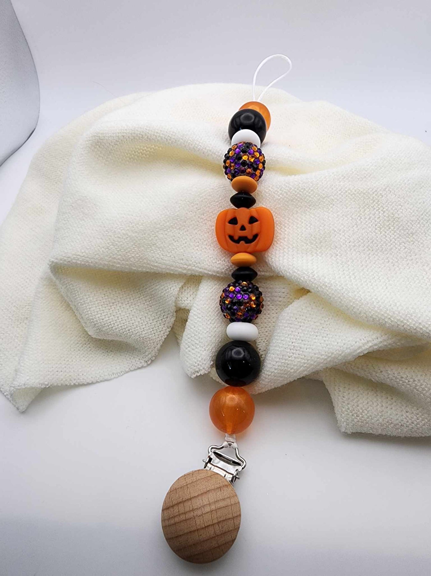 Halloween Pumpkin Pacifier Clip