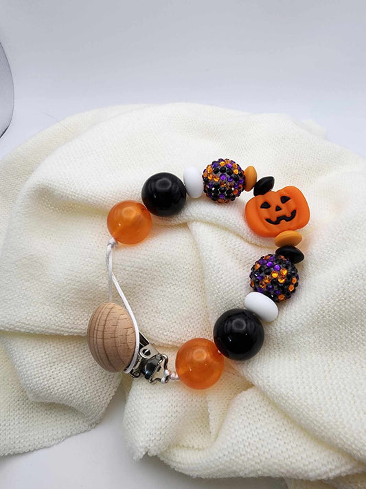 Halloween Pumpkin Pacifier Clip