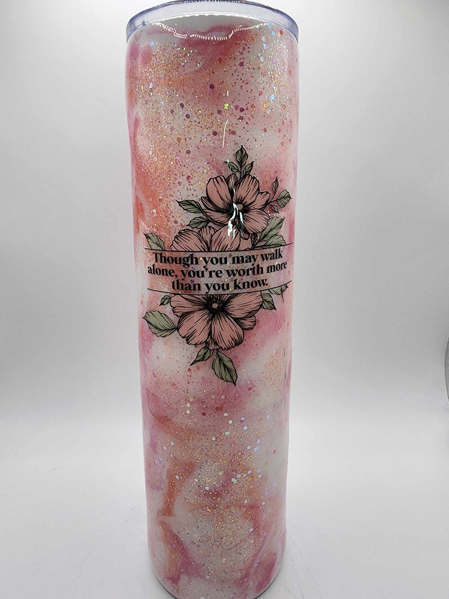 32-oz Pink and Peach Marble Tumbler