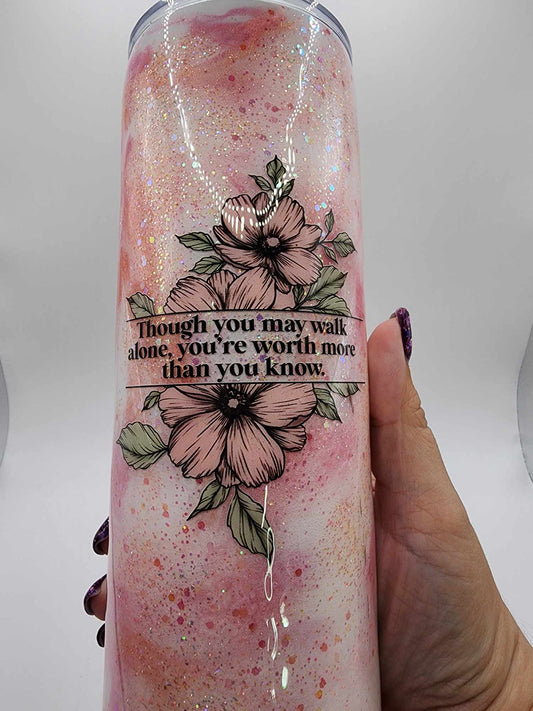 32-oz Pink and Peach Marble Tumbler