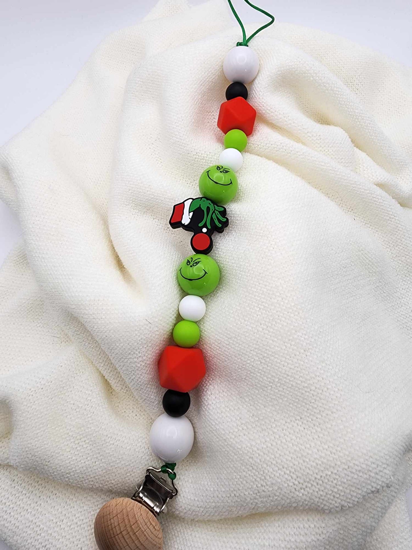 Green Guy Christmas Pacifier Clip